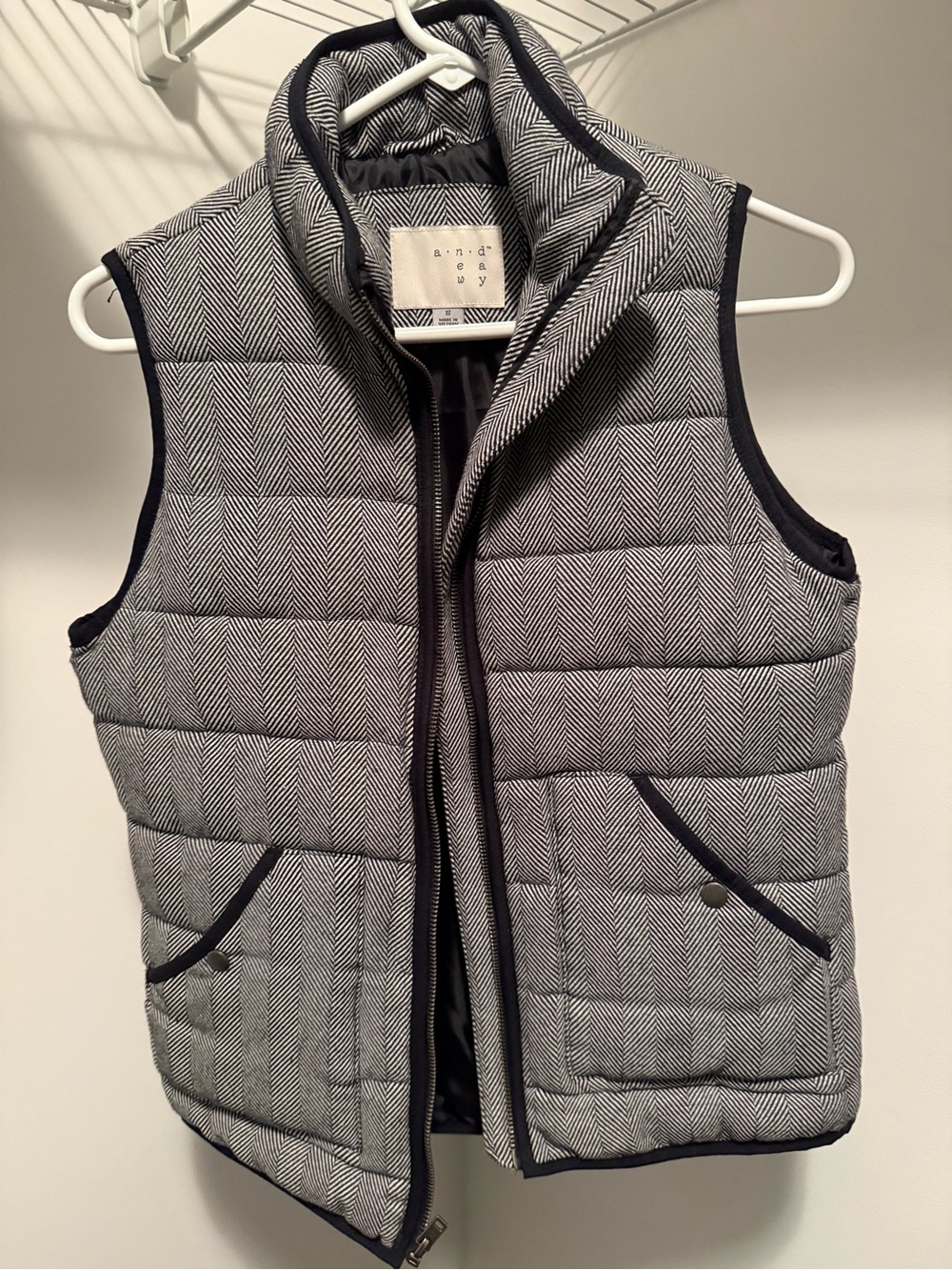 a new day Gray Herringbone Quilted Vest
